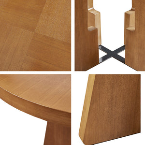 JLA Home INK+IVY - 44" Pecan Round Dining Table with Flipped-Grain Veneer Top and Open X-Base for Stylish Everyday Seating II121-0499