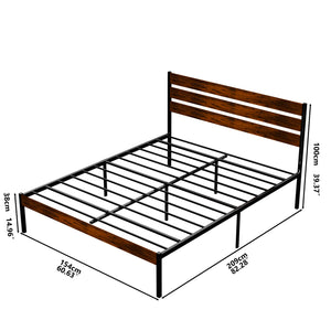 English Elm Queen Upholstered Platform Bed Frame with Wooden Slats, Padded Headboard, Sturdy 800lb Support Black,Brown W2992P233432