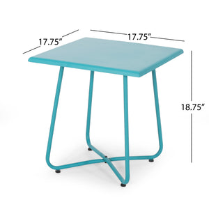 English Elm Christopher Knight Home® - ALDER Modern 18" Steel Side Table with X-Base Accent Finish – Sturdy Outdoor/Indoor End Table Teal 62848.00T