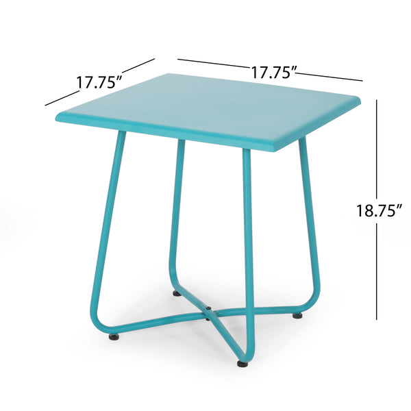 English Elm Christopher Knight Home® - ALDER Modern 18" Steel Side Table with X-Base Accent Finish – Sturdy Outdoor/Indoor End Table Teal 62848.00T