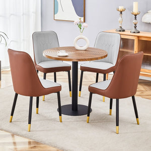 English Elm Table And Chair Set - 31.5" Modern Round Dining Table With Stylish Two-Tone Pu Chairs For Versatile Living W1151S02484-GIGA