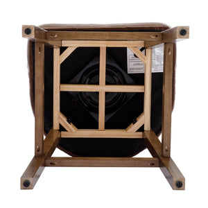 English Elm United We Win Quilted Microsuede Swivel Barstool with Wood Legs and Gold Rivet Trim Brown W1568P361704