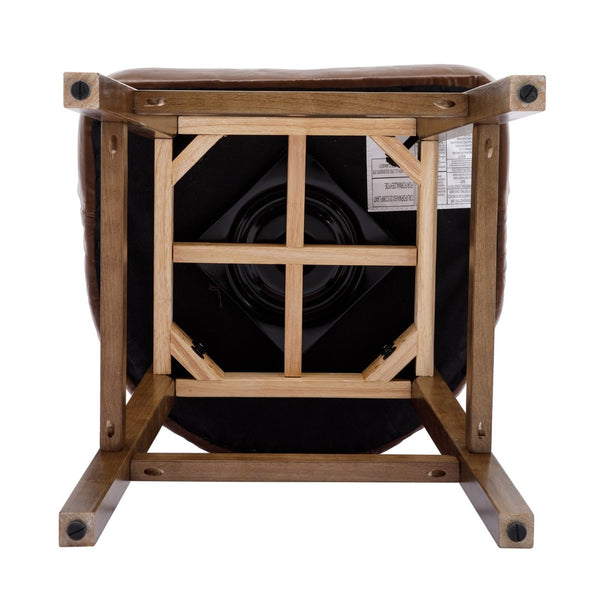 English Elm United We Win Quilted Microsuede Swivel Barstool with Wood Legs and Gold Rivet Trim Brown W1568P361704