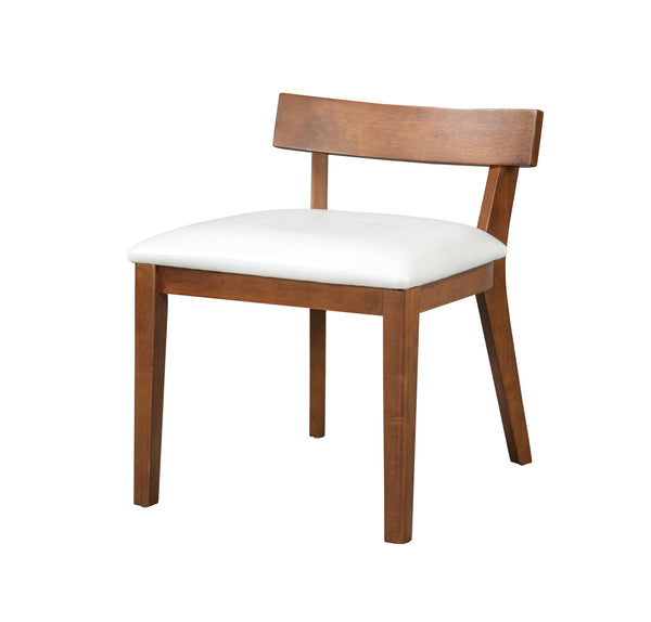 English Elm Modern Ergonomic PU Leather Dining Chairs Set of 2 with Reinforced Lumbar Support, Compact Style & Comfort White+Walnut N842P299016H