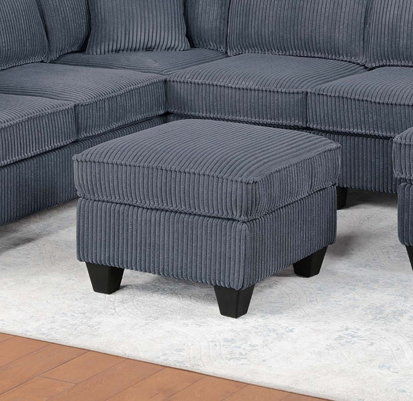 English Elm Dark Corduroy U-shaped Sectional Set with Usb Charging Ottoman and Plush Cushions Dark Gray B011S02191