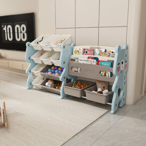 English Elm Kids Toy Storage Organizer with 12 Bins, Space-Saving Non-Toxic Cabinet for Neat Playroom Storage Blue W509P288472