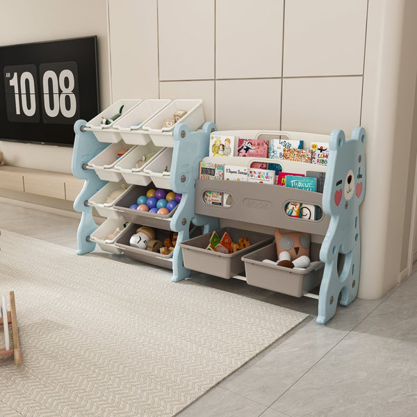 English Elm Kids Toy Storage Organizer with 12 Bins, Space-Saving Non-Toxic Cabinet for Neat Playroom Storage Blue W509P288472