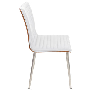 English Elm Mason Contemporary Dining Accent Chair with Swivel, Tufted Faux Leather, Walnut Back & Steel Legs White B202P223867