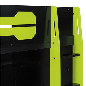 English Elm Twin Gaming Loft Bed with Desk Rgb Lighting and Multi-tier Shelves for Teen Rooms Green LT000160AAG