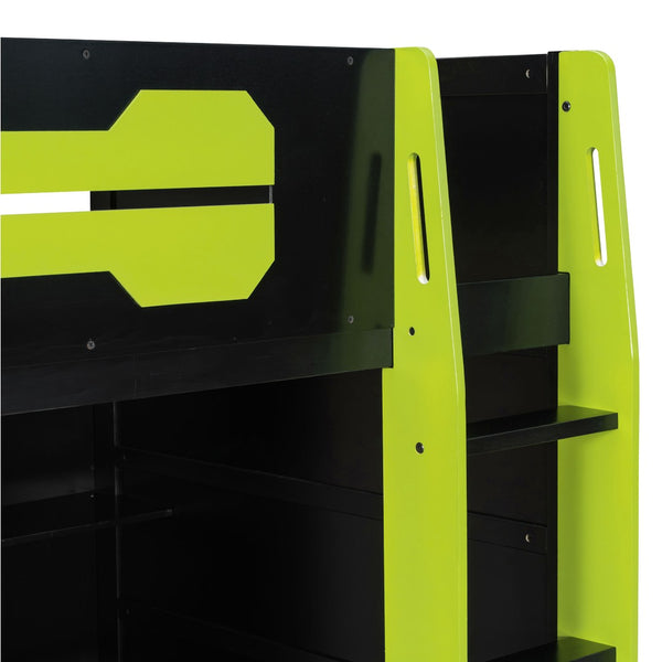 English Elm Twin Gaming Loft Bed with Desk Rgb Lighting and Multi-tier Shelves for Teen Rooms Green LT000160AAG