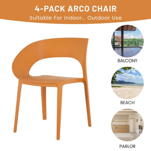 English Elm Summer Polypropylene Round Dining Set Stackable Chairs Uv Resistant Indoor Outdoor Patio Tropical Orange,White W3450S00027