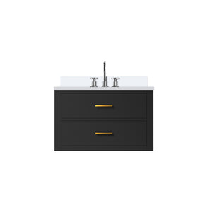 English Elm Black Single Bath Vanity With Cultured Marble Top & Faucet Set – Modern Storage Solution For Your Bathroom B2731P257918