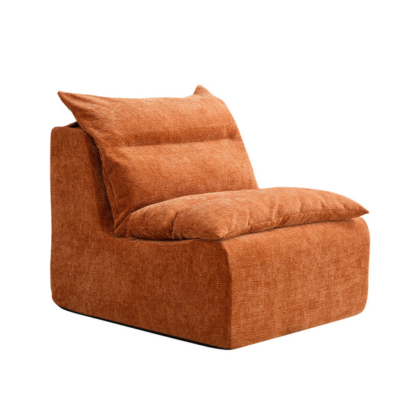 English Elm Single Cozy Armless Chair with Memory Foam Ergonomic Support Removable Washable Cover for Lounging Orange W876P236432