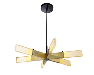Sunpan LUMI CHANDELIER - Modern Brass-Finish Lighting Fixture with Handcrafted Acrylic Shades for Elegance 107998