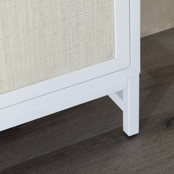 Crestview Collection Coastal Cabinets: Elegant Mindi Wood & Raffia Storage Solution With Wicker-paneled Doors, Easy Assembly White Solid Wood Cvfdr1154