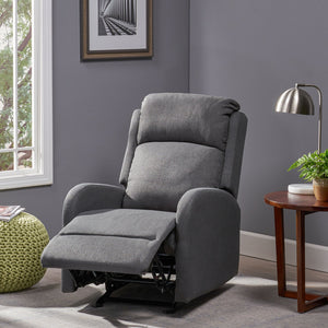English Elm Christopher Knight Home® - 25" Plush Waterfall Backrest Manual Rocker Recliner with Curved Arms and Smooth Lever Recline Dark Gray 62805.00DGRY