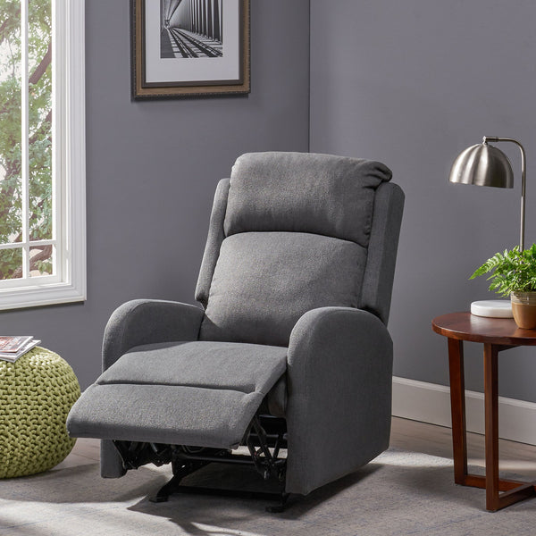 English Elm Christopher Knight Home® - 25" Plush Waterfall Backrest Manual Rocker Recliner with Curved Arms and Smooth Lever Recline Dark Gray 62805.00DGRY