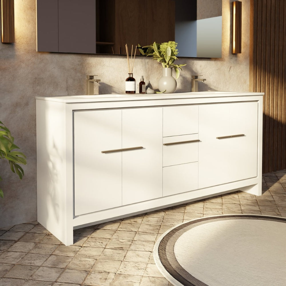 English Elm White Double Bath Vanity With Cultured Marble Top – Elegant Storage Solution For Modern Bathrooms B2731P259528-GIGA