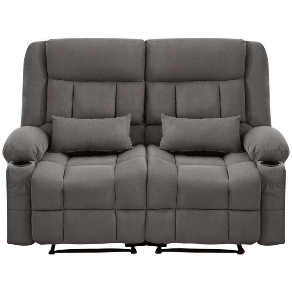 English Elm Recliner Oversized Manual Loveseat with Cup Holders and Side Pocket, Ergonomic 150° Recline, 600lb Capacity Grey W1521S00074