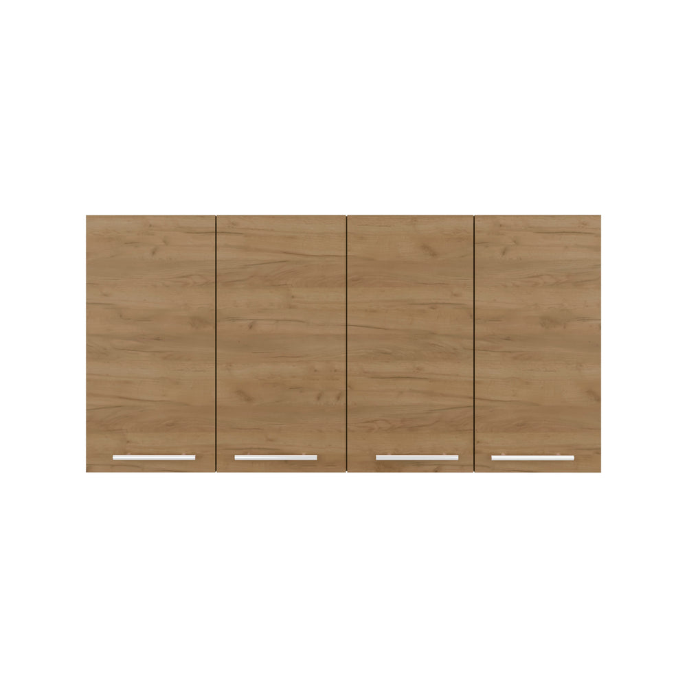 English Elm 120 Wall Cabinet Beige MDF 47.2x23.6x13.1 Wall-Mounted Four-Door Storage with Two Shelves, Foldable Lockable Design B200P335385