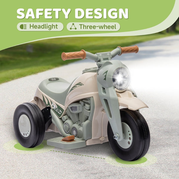 English Elm Qaba 6v Toddler Electric Motorbike with Bubble Machine Led Light and Music Cream White W2225P249812