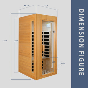 English Elm Hemlock Wood Single Person Far Infrared Sauna with Bluetooth and Lcd Controls W2611P168588