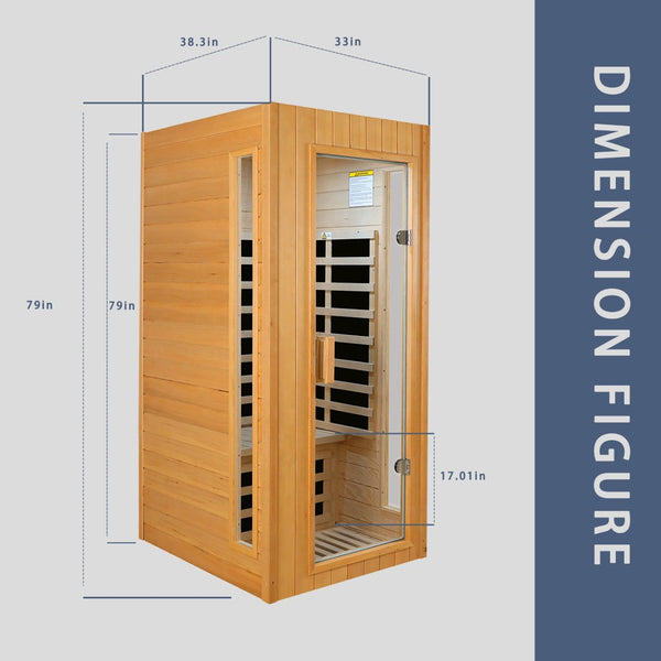 English Elm Hemlock Wood Single Person Far Infrared Sauna with Bluetooth and Lcd Controls W2611P168588