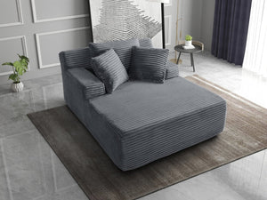 English Elm 66-inch Corduroy Sleeper Lounge Chair Oversized Foam Sofa Bed for Living Room Studio Dark Gray W5527P461980