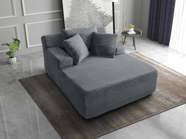 English Elm 66-inch Corduroy Sleeper Lounge Chair Oversized Foam Sofa Bed for Living Room Studio Dark Gray W5527P461980