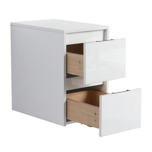 English Elm 12" Bathroom Side Cabinet - Elegant Wall-Mounted Design With 2 Soft-Close Drawers & Glossy Finish W999P312083