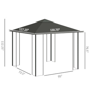 English Elm Outsunny 10' X 11.5' Double Roof Metal Patio Gazebo With Mesh Sides - Elegant Outdoor Canopy For Your Garden W2225P175524-GIGA