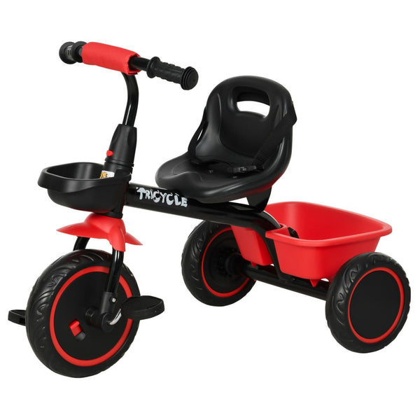 English Elm Qaba Toddler Steel Frame Tricycle with Bell Eva Wheels Ergonomic Seat Indoor Outdoor W2225P217781