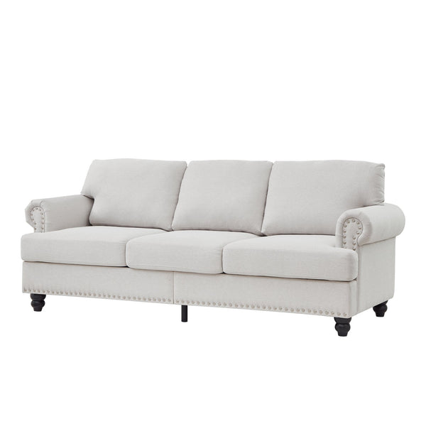 English Elm 83" Modern Classic Three-Seater Sofa with Storage, Upholstered Polyester, Solid Wood Frame, 900lb Capacity Beige W1097S00171