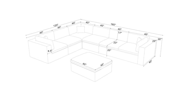English Elm Coffee Bean Textured Modular Sectional Sofa Low Profile Contemporary Living Room Dark Gray B2748S00081