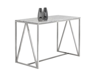 Sunpan Abel Counter Table - Contemporary Design with Stunning White Marble Top for Modern Interiors Stainless Steel