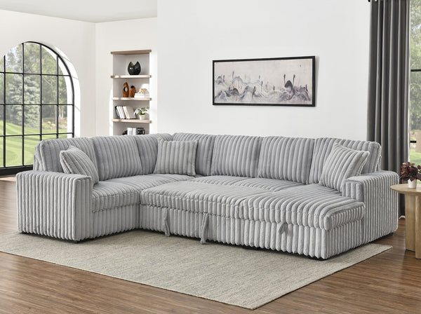 English Elm 122 Plush U-Shape Sectional Sofa Bed with USB Ports, Hidden Storage Chaise & Spacious Armrest Comfort Grey W1417S00079
