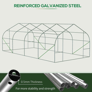 English Elm Outsunny Walk-in Tunnel Greenhouse Steel Hoop Frame with Mesh Ventilation Garden W2225P217789