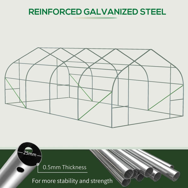 English Elm Outsunny Walk-in Tunnel Greenhouse Steel Hoop Frame with Mesh Ventilation Garden W2225P217789