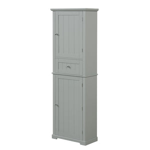 English Elm Tall Bathroom Storage Cabinet - Stylish Freestanding Organizer With Drawer & Adjustable Shelf In Grey N725P206890E-GIGA