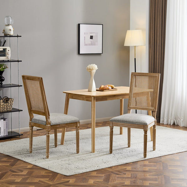 English Elm Christopher Knight Home® - [Set Of 2] Elegant French Country Dining Chairs - Plush Upholstered Seats & Cane Back - Rustic Charm N767P263678G