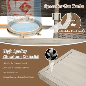 English Elm Patio All-Aluminum PE Wicker Bar Table with Umbrella Hole, Gas Tank Support & Spacious Storage, Beige W1859S00170