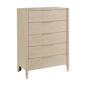 English Elm Modern Oak Veneer Five Drawer Vertical Chest Ceruse Finish Bedroom Storage B011P470022