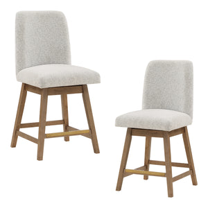 OSP Home Furnishings Finley 26” Swivel Counter Stool  - Set of 2 Parchment/Med Oak