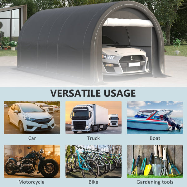 English Elm Outsunny 10x16 Portable Carport Steel Frame Pe Canopy Shelter for Vehicles Gear W2225P200867