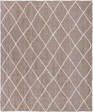 Unique Loom Braided Jute Trellis Hand Braided Solid Rug Gray, Ivory 8' 0" x 10' 0"