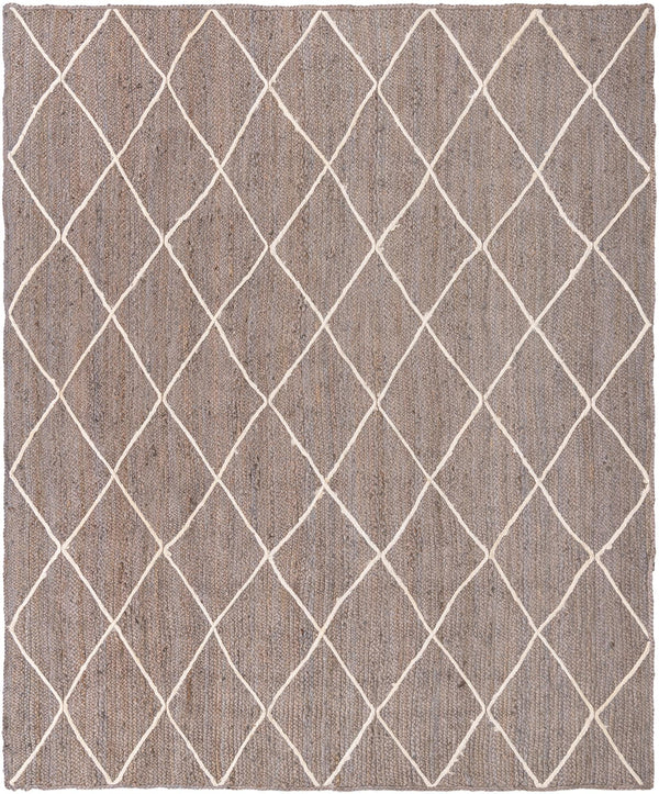 Unique Loom Braided Jute Trellis Hand Braided Solid Rug Gray, Ivory 8' 0" x 10' 0"