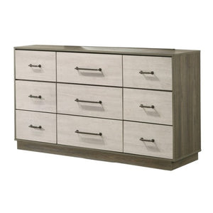 English Elm Gem 9-Drawer Contemporary Dresser In Two-Tone Beige & Brown - Stylish Storage Solution For Bedrooms B009P254153