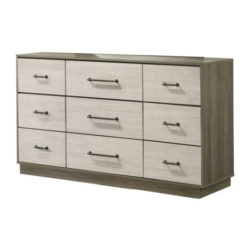 English Elm Gem 9-Drawer Contemporary Dresser In Two-Tone Beige & Brown - Stylish Storage Solution For Bedrooms B009P254153