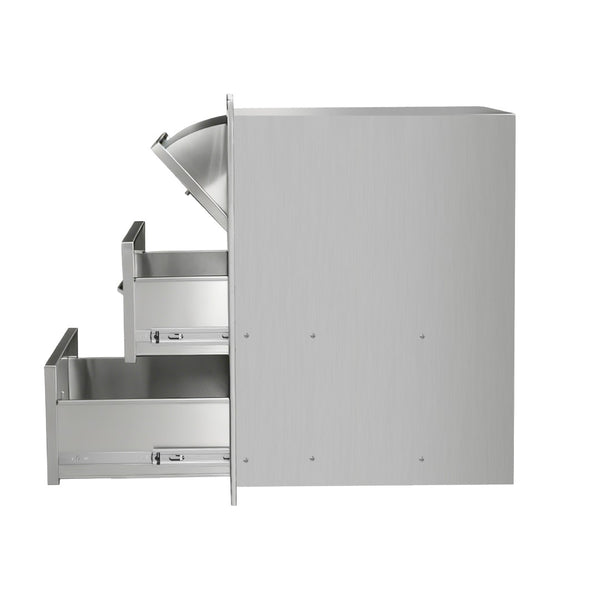 English Elm Stainless Steel Kitchen Organizer with Drawers and Built in Paper Towel Dispenser W5006P397549