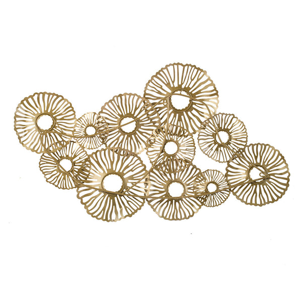 English Elm 24x2x42" Gold Iron Wall Art - Luminous Coral-Inspired Metal Decor, Modern Glam Accent for Living Room W2078P205303